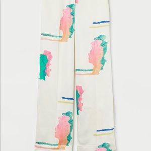 H&M Patterned Satin Pants with Slits
